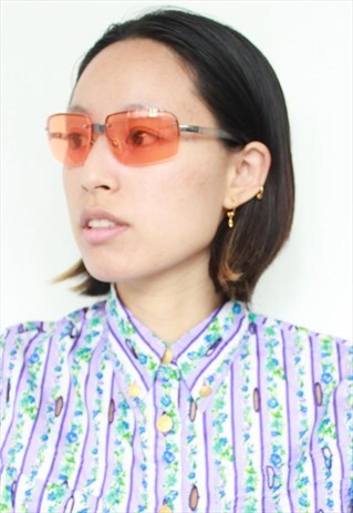 Y2K ORANGE TINT BARBIE SQUARE STYLE SUNGLASSES