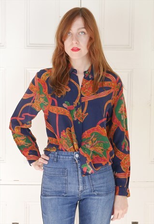 VINTAGE FUNKY PATTERN OVERSIZED BLOUSE