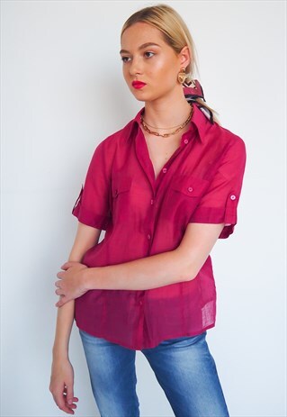 VINTAGE SEMI SHEER PINK BLOUSE