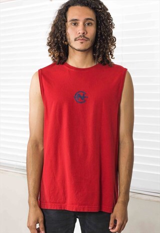 VINTAGE NAUTICA SLEEVELESS T-SHIRT LOGO 90S L 6.4