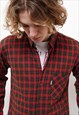 VINTAGE 90S CASUAL RED GREEN CHECK BUTTON UP SHIRT MEN XS