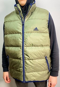 Vintage Adidas quilted body warmer/ gilet in olive green(XL)