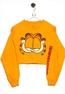 Vintage Mighty Fine  Sweatshirt Garfield Print Orange