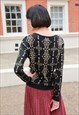 METALLIC GOLD TRIMS FAIR-ISLE PRINT SOFT WOOL BLEND JUMPER 