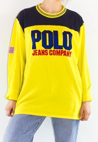 RARE 90'S RALPH LAUREN YELLOW LOGO SWEATSHIRT