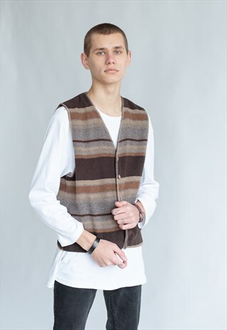 VINTAGE 70S BOHO FUNKY VEST IN STRIPE