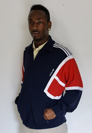 VINTAGE NAVY ADIDAS TRACK JACKET LARGE/XL