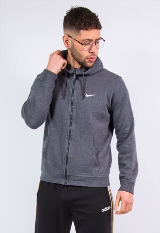 NIKE ZIP FASTEN HOODIE GREY HOODED SWEATSHIRT