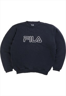 Vintage  Fila Sweatshirt Spellout Heavyweight Crewneck Navy