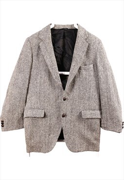 Vintage 90's Harris Tweed Blazer Tweed Wool Jacket Grey
