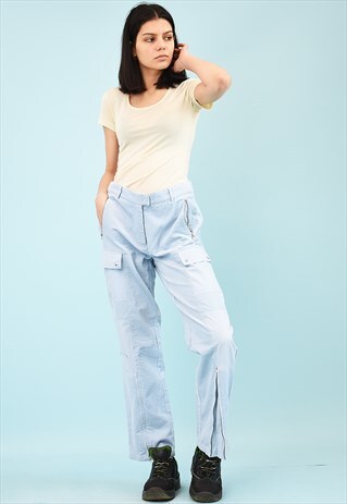 Y2K CORDUROY REGULAR WAIST PASTEL CARGO TROUSERS