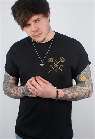 GOLDEN ROSES BLACK T-SHIRT
