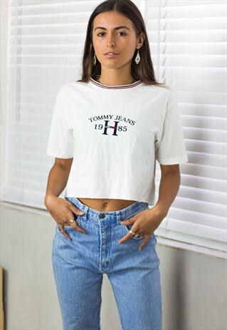 VINTAGE TOMMY HILFIGER CROP TOP REWORKED LOGO 90S X 4.4