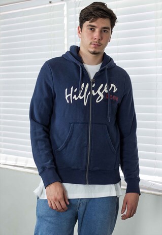 VINTAGE TOMMY HILFIGER HOODIE SWEATSHIRT LOGO 90S M 23.6