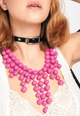 90S VINTAGE PINK PLASTIC NECKLACE