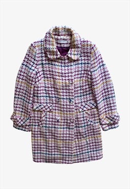 Vintage Y2K Women's Naf Naf Colourful Houndstooth Coat