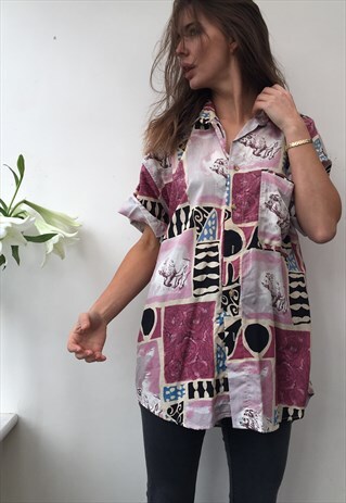 PATTERNED OVERSIZED RETRO VINTAGE UNISEX FESTIVAL SHIRT
