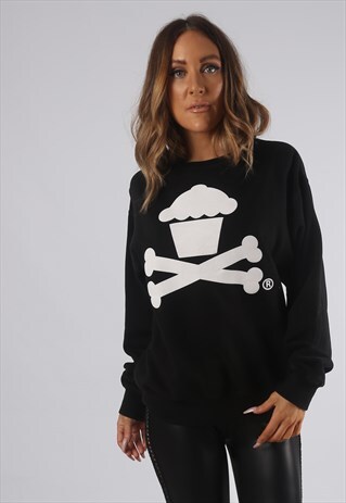 VINTAGE CUPCAKE PRINT SWEATSHIRT OVERSIZED SWEAT M (9F2P)