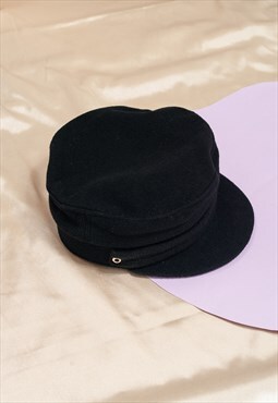 Vintage Gatsby Hat Y2K Plushy Cap in Black