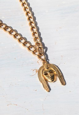 Deadstock gold plated Cleopatra chunky chain pandant 