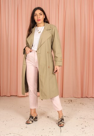 VINTAGE 80S TRENCH COAT IN GREEN