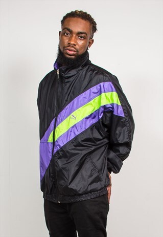 VINTAGE PUMA 90'S BLACK TRACKSUIT JACKET TOP