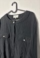 BLACK QUILTED BUTTONED CLASSY SHIRT - L