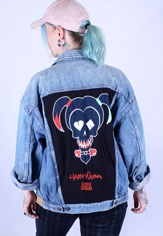REWORKED HARLEY QUINN SUICIDE SQUAD VINTAGE DENIM JACKET