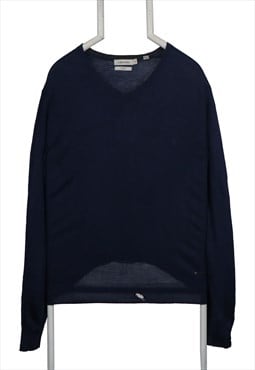 Vintage 90's Calvin Klein Sweatshirt Knitted V Neck Navy