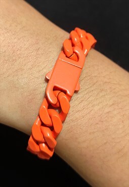 13mm Orange Cuban Bracelet Chain Steel 18CM