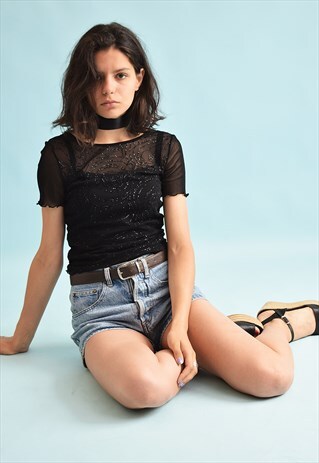 90'S RETRO KITSCH ABSTRACT PRINT SHIMMER PARTY TOP
