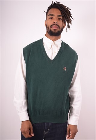 TOMMY HILFIGER MENS VINTAGE VEST TANK TOP XL GREEN 90S