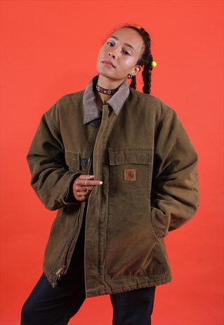 VINTAGE CARHARTT GREEN/BROWN WORKMANS JACKET