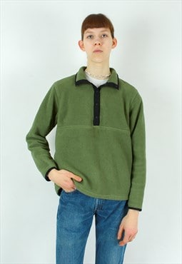 Fleece Pullover Jumper Sweatshirt 1/2 Snap Up Neck Collared