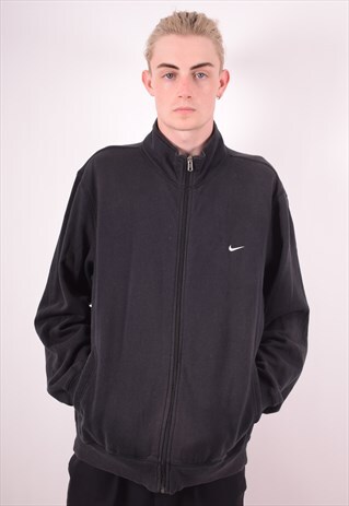 NIKE MENS VINTAGE TRACKSUIT TOP JACKET XL BLACK 90S