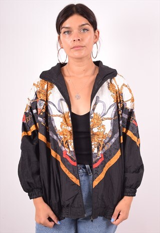WOMENS VINTAGE TRACKSUIT TOP JACKET SMALL MULTI 90S