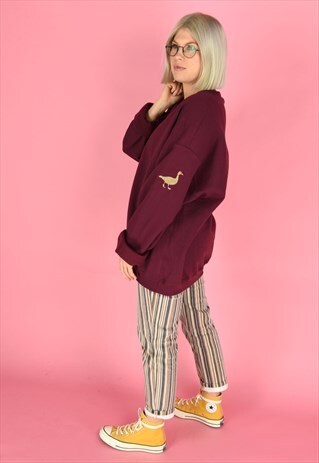 G&G UNISEX MAROON MULTI GOOSE SLEEVE SWEAT