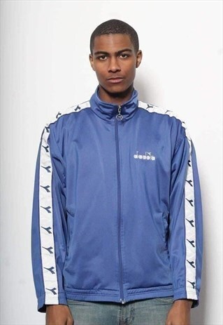 VINTAGE DIADORA LOGO JACKET TRACK TOP LOGO BLUE VIOLET
