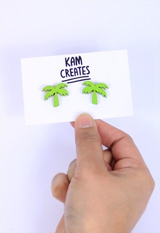 WOODEN PALM TREE STUDS