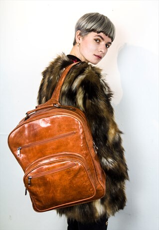 TAN BROWN LEATHER OFFICE / UNIVERSITY BACKPACK