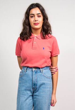 VINTAGE 90'S RALPH LAUREN PINK POLO T-SHIRT