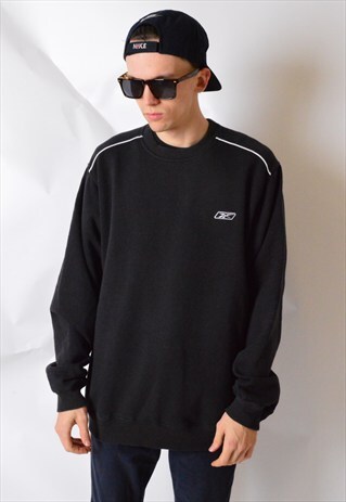 VINTAGE 90S BLACK MINIMALIST REEBOK SWEATSHIRT JUMPER