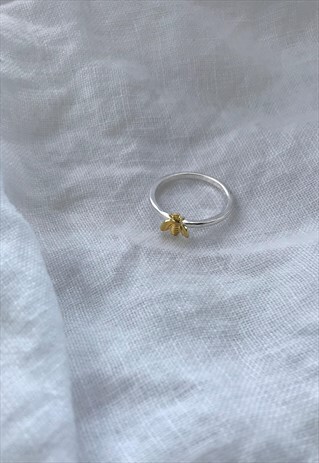 SILVER AND GOLD BUMBLE BEE RING
