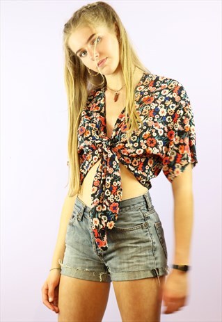 SUMMER FLOWER WRAP TIE TOP