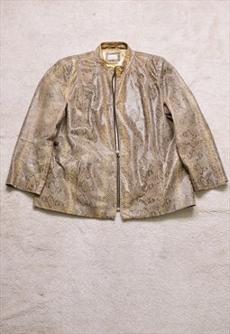 Women's Snakeskin Print Real Leather Jacket