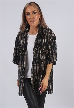 VINTAGE 90'S SHIRT OVERSIZED PATTERNED PRINT UK 16 - 18 (C3R
