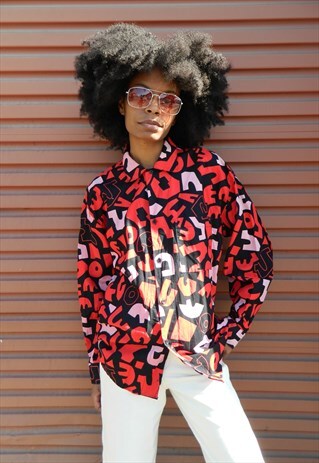 RED MULTI ABSTRACT PRINT BLOUSE