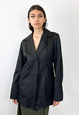 Vintage 90s viscose black blazer jacket 