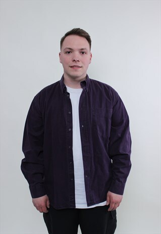 Vintage Heavy cotton shirt, purple button up MEDIUM size 