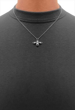 18" Manchester Bee Insect Pendant Necklace Chain - Silver